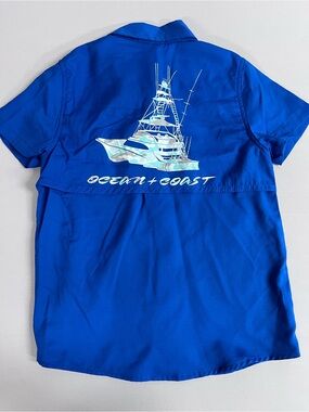 Brand New-Ocean+Coast Boy’s Royal Blue Boat Button Down Shirt